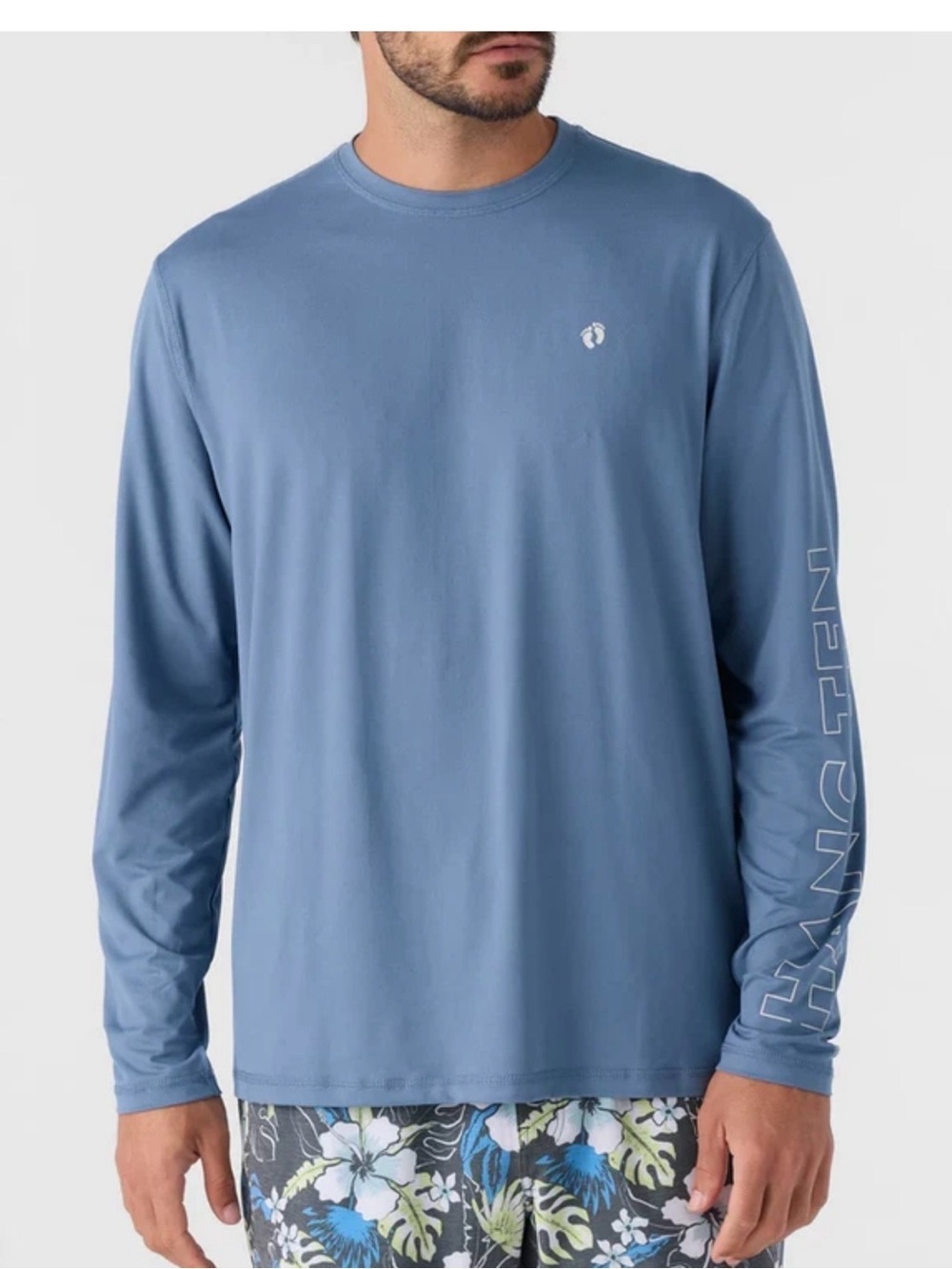 Hang Ten Men's Long-Sleeve Shirt in Horizon Blue UV Protection 50+